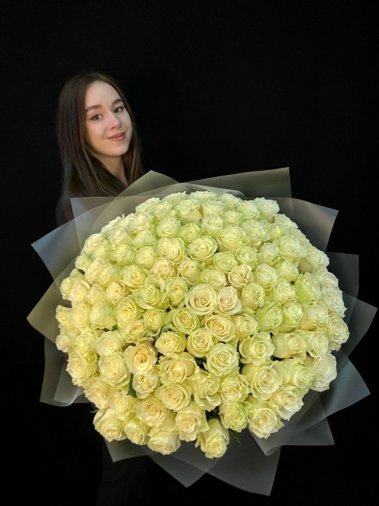 101 белая крупная роза  — фото 4