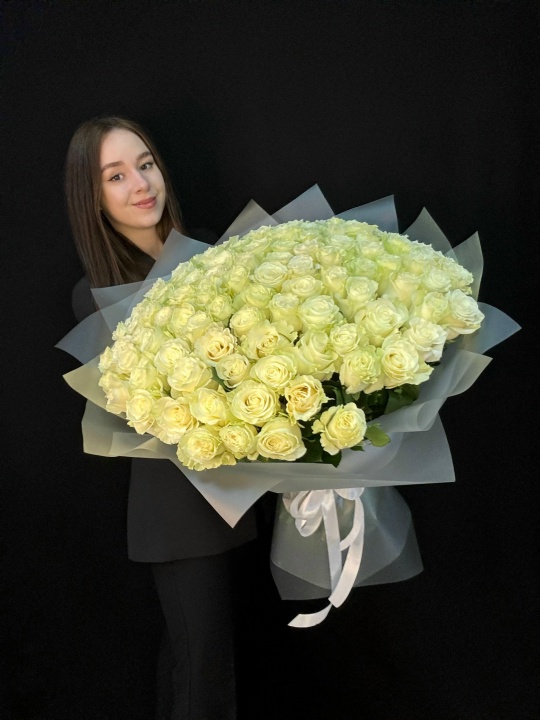 101 белая крупная роза  — фото 2