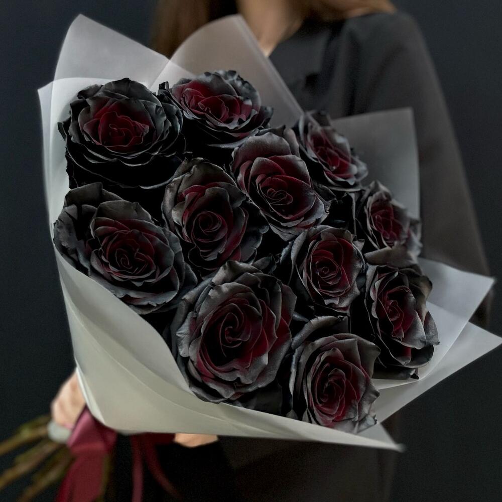 Букет из чёрных роз Black 60 см Эквадор 11 шт