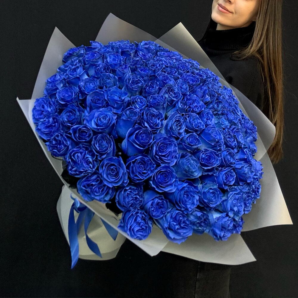 Букет из синих роз Blue 60 см Эквадор 101 шт