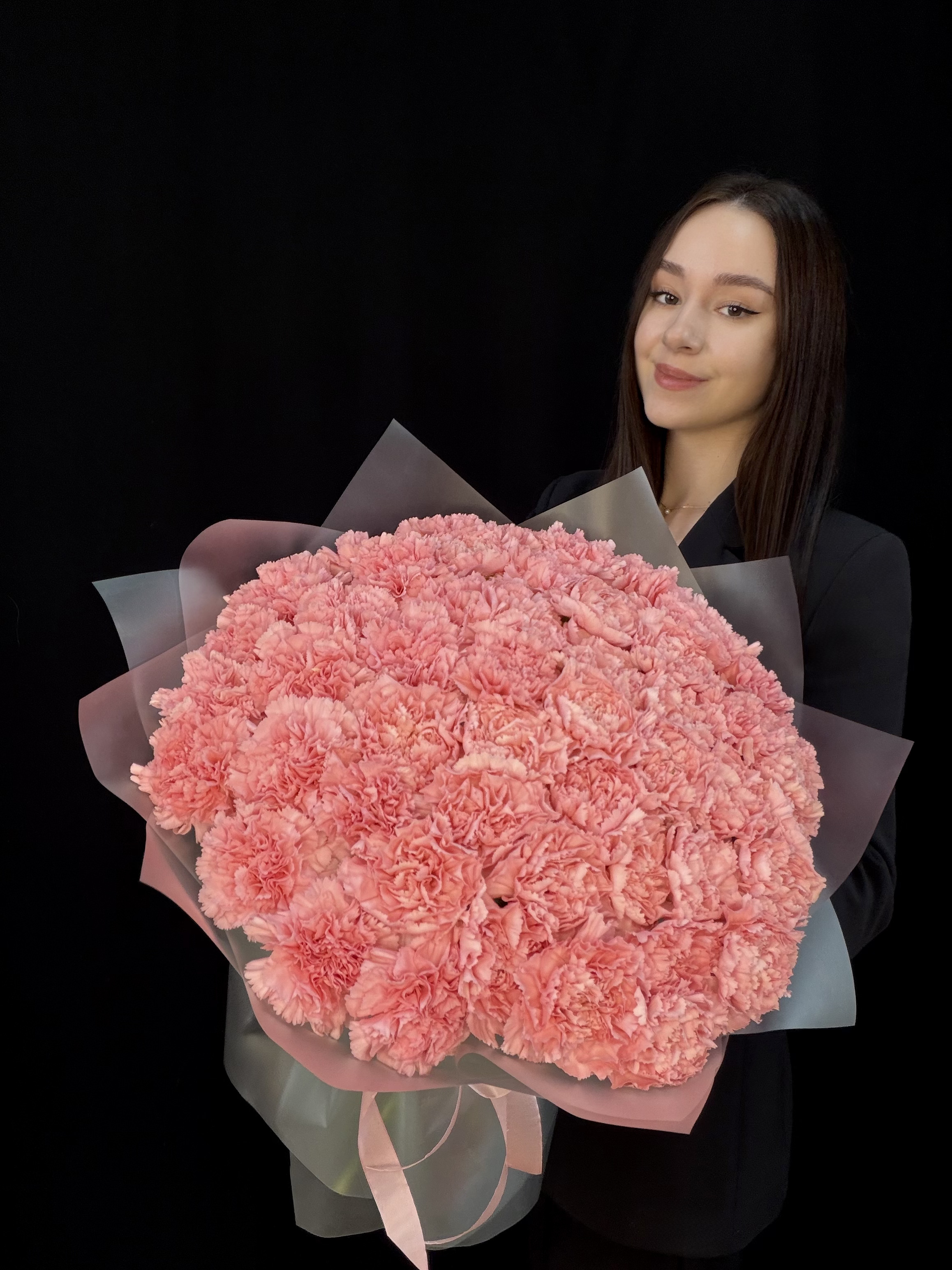 Букет из 51 розового диантуса (гвоздика)