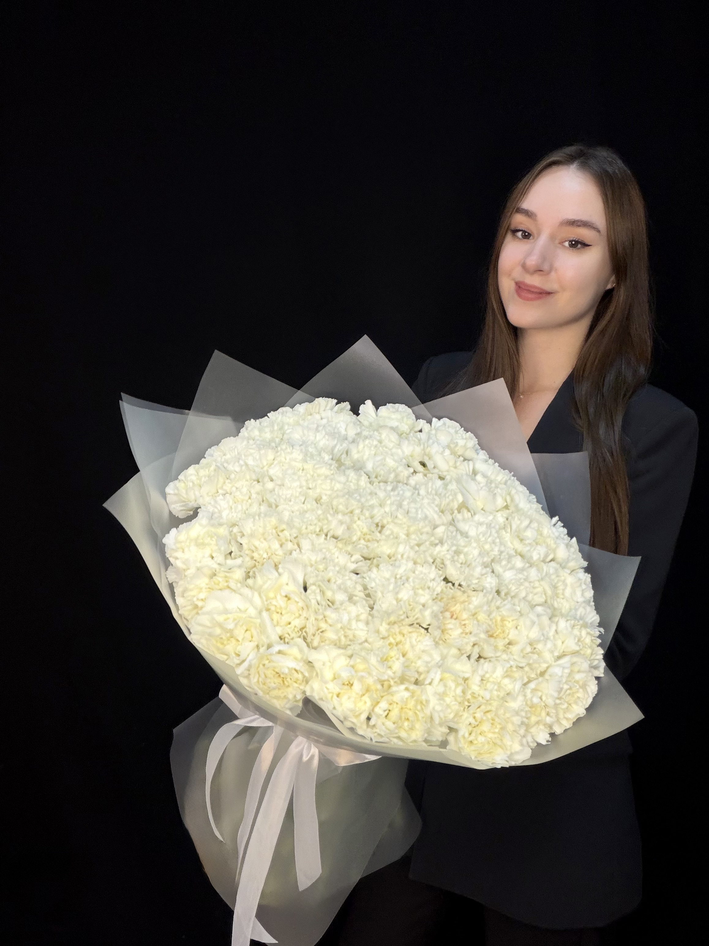 Букет из 51 белого диантуса (гвоздика)